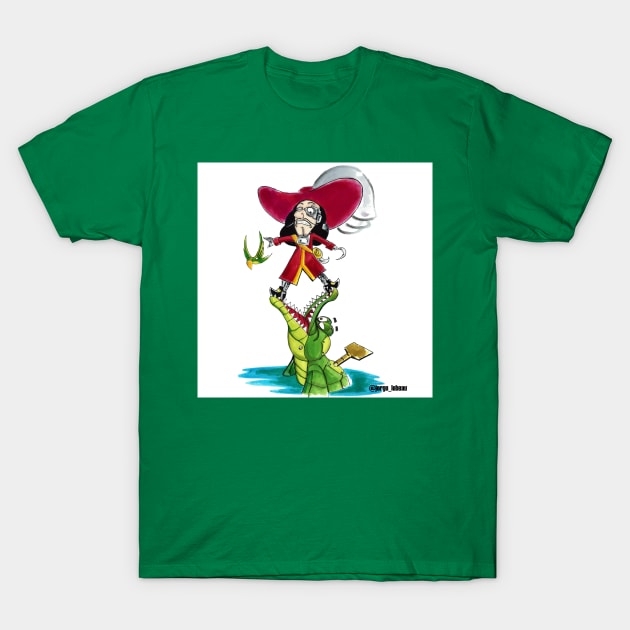 robot captain hook with robot crocodile T-Shirt by jorge_lebeau